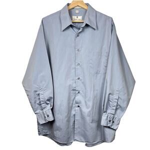 Etienne Aigner Mens Size 17 33/32 XL Button Up Shirt Iridescent Blue Long Sleeve